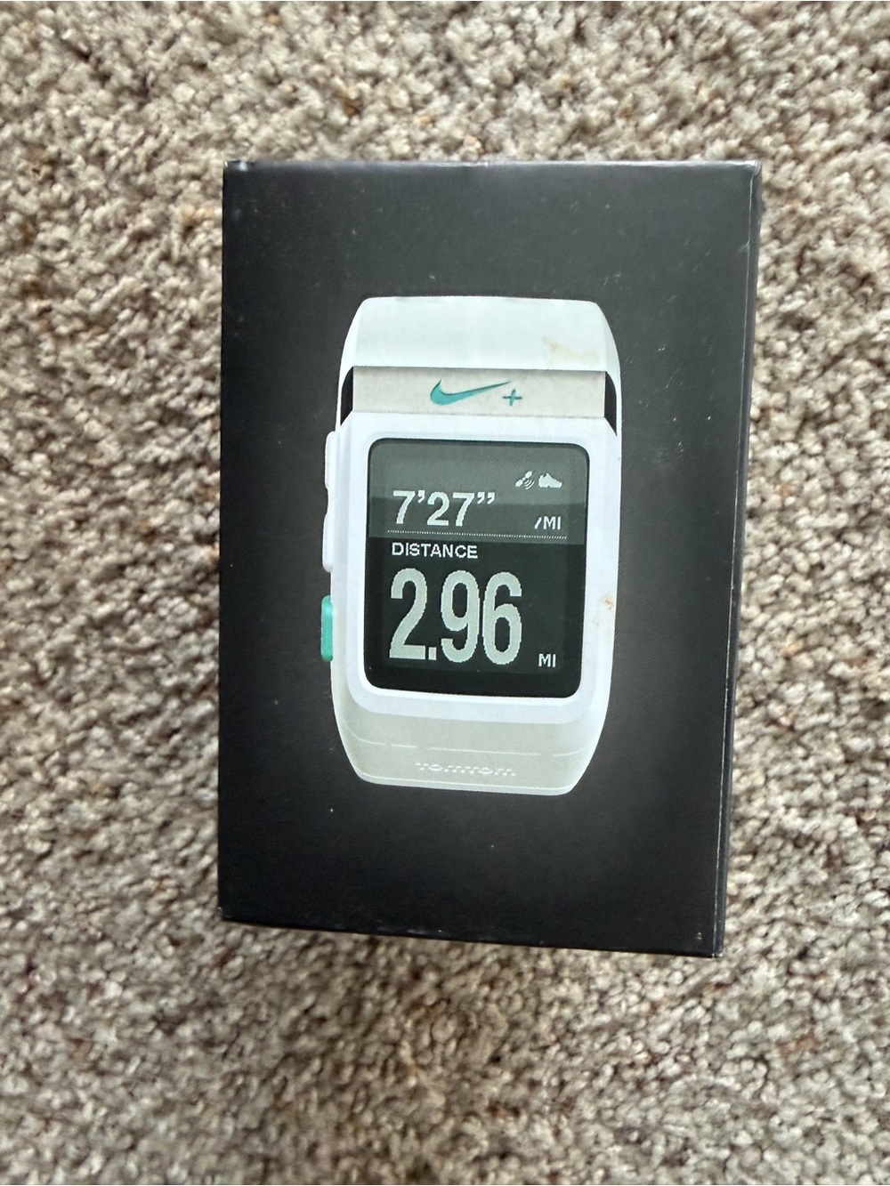 Nike White GPS Running Watch with Teal Accent